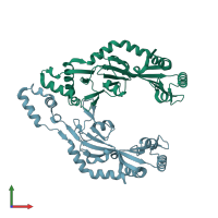 PDB entry 4cwc coloured by chain, front view.