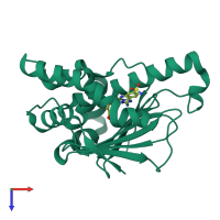 PDB entry 4cwq coloured by chain, top view.