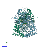 PDB entry 4cwy coloured by chain, side view.