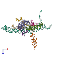 PDB entry 4cxg coloured by chain, top view.