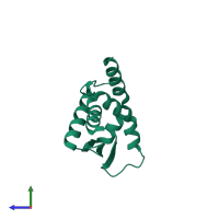 PDB entry 4cxi coloured by chain, side view.