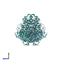 PDB entry 4cxk coloured by chain, side view.