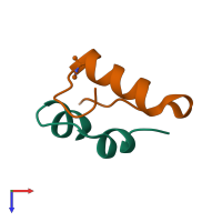 PDB entry 4cxn coloured by chain, top view.