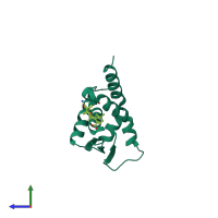 PDB entry 4cxt coloured by chain, side view.
