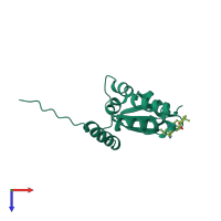 PDB entry 4cxt coloured by chain, top view.