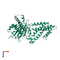 PDB entry 4cxw coloured by chain, top view.