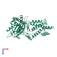 PDB entry 4cxx coloured by chain, top view.