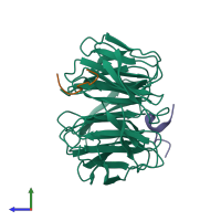 PDB entry 4cy2 coloured by chain, side view.