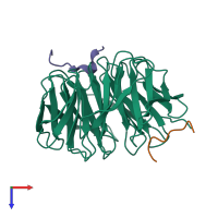 PDB entry 4cy2 coloured by chain, top view.