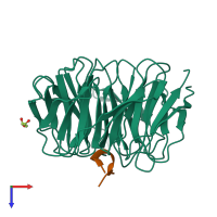 PDB entry 4cy3 coloured by chain, top view.