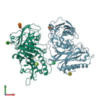 PDB entry 4cyf coloured by chain, front view.