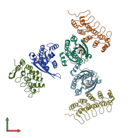 PDB entry 4cym coloured by chain, front view.