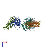 PDB entry 4cym coloured by chain, top view.