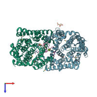 PDB entry 4cz8 coloured by chain, top view.