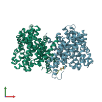 PDB entry 4cz9 coloured by chain, front view.