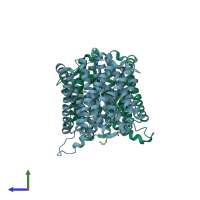 PDB entry 4cz9 coloured by chain, side view.