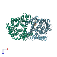 PDB entry 4cz9 coloured by chain, top view.