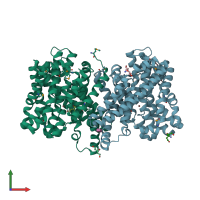 PDB entry 4cza coloured by chain, front view.