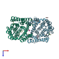 PDB entry 4cza coloured by chain, top view.