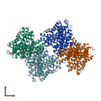 PDB entry 4czb coloured by chain, front view.