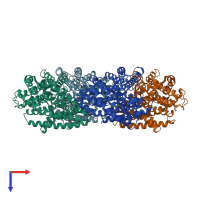 PDB entry 4czb coloured by chain, top view.