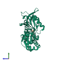 PDB entry 4cze coloured by chain, side view.
