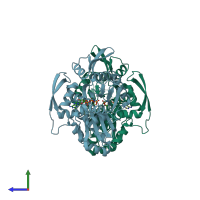 PDB entry 4czm coloured by chain, side view.