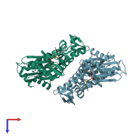 PDB entry 4czm coloured by chain, top view.