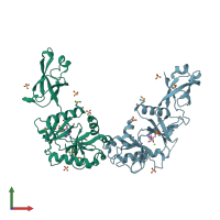 PDB entry 4d05 coloured by chain, front view.