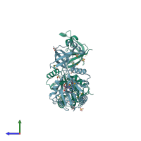 PDB entry 4d05 coloured by chain, side view.