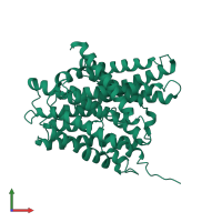PDB entry 4d0a coloured by chain, front view.