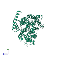 PDB entry 4d0a coloured by chain, side view.