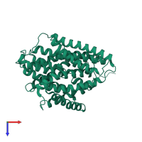 PDB entry 4d0a coloured by chain, top view.