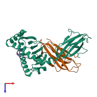 PDB entry 4d0b coloured by chain, top view.