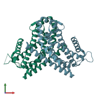 PDB entry 4d0o coloured by chain, front view.