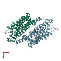 PDB entry 4d0o coloured by chain, top view.