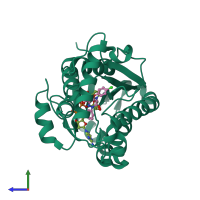 PDB entry 4d0r coloured by chain, side view.