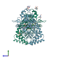 PDB entry 4d1p coloured by chain, side view.