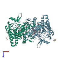 PDB entry 4d1p coloured by chain, top view.