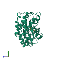 PDB entry 4d1x coloured by chain, side view.