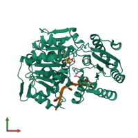 PDB entry 4d25 coloured by chain, front view.