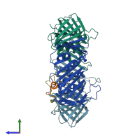 PDB entry 4d2g coloured by chain, side view.