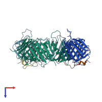 PDB entry 4d2g coloured by chain, top view.