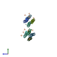 PDB entry 4d2h coloured by chain, side view.