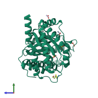 PDB entry 4d2j coloured by chain, side view.