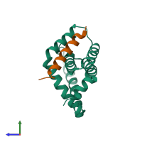 PDB entry 4d2l coloured by chain, side view.