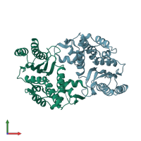 PDB entry 4d2o coloured by chain, front view.