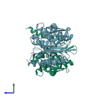 PDB entry 4d2o coloured by chain, side view.