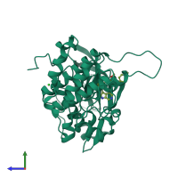 PDB entry 4d2r coloured by chain, side view.