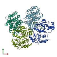 PDB entry 4d2v coloured by chain, front view.
